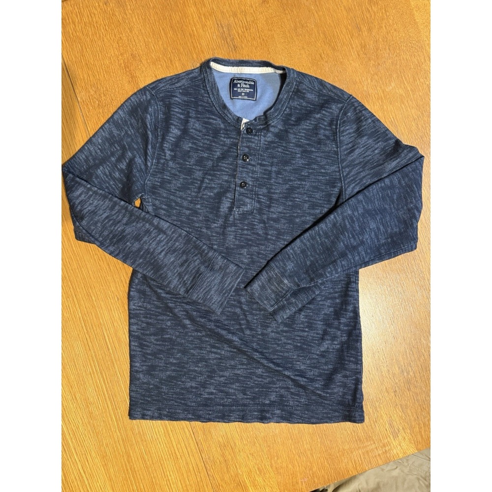Abercrombie‎ & Fitch Men's Heather Blue 3 Button Long Sleeve Henley Size XS